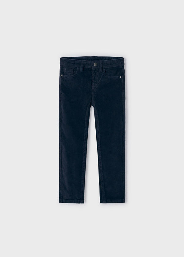 Basic Slim Fit Cord Trousers - Navy