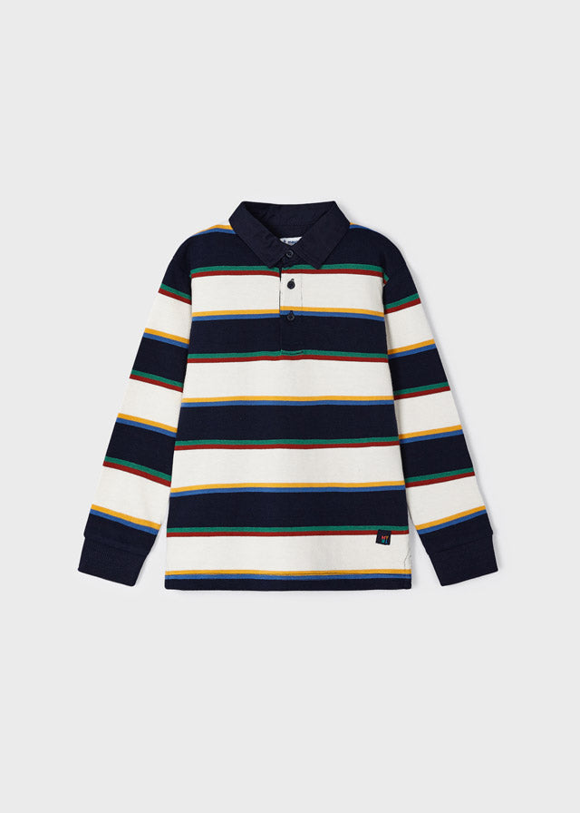 Long Sleeve Stripes Polo Shirt - Dark