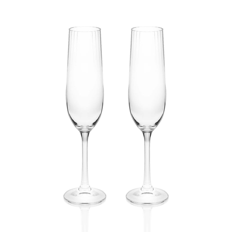 Ripple Crystal Champagne Glasses Set of 2