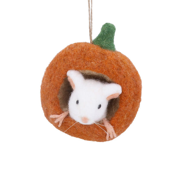 Mixed wool White Mouse in Nutshell