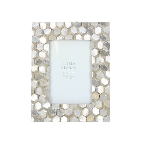 Silver Hexagon Geo Resin Picture Frame 4x6"