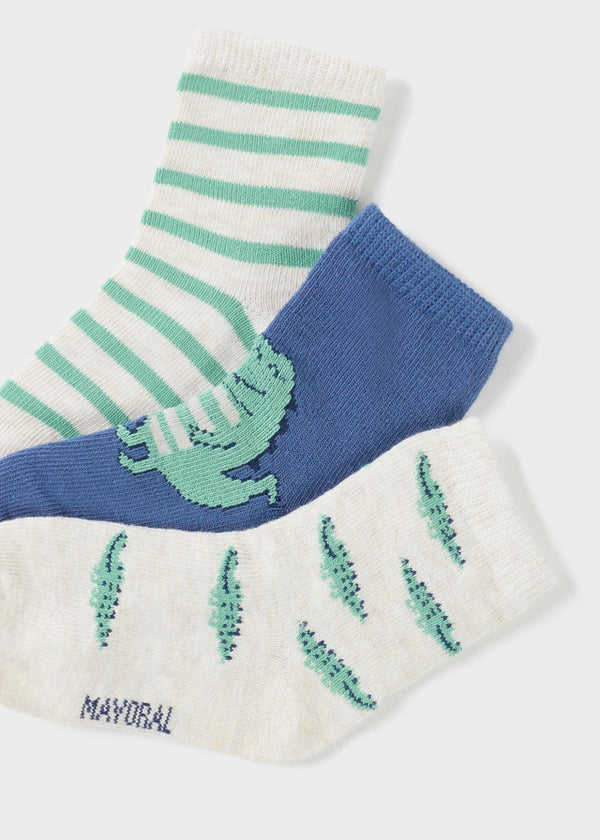 Set Of 3 Socks - Indigo
