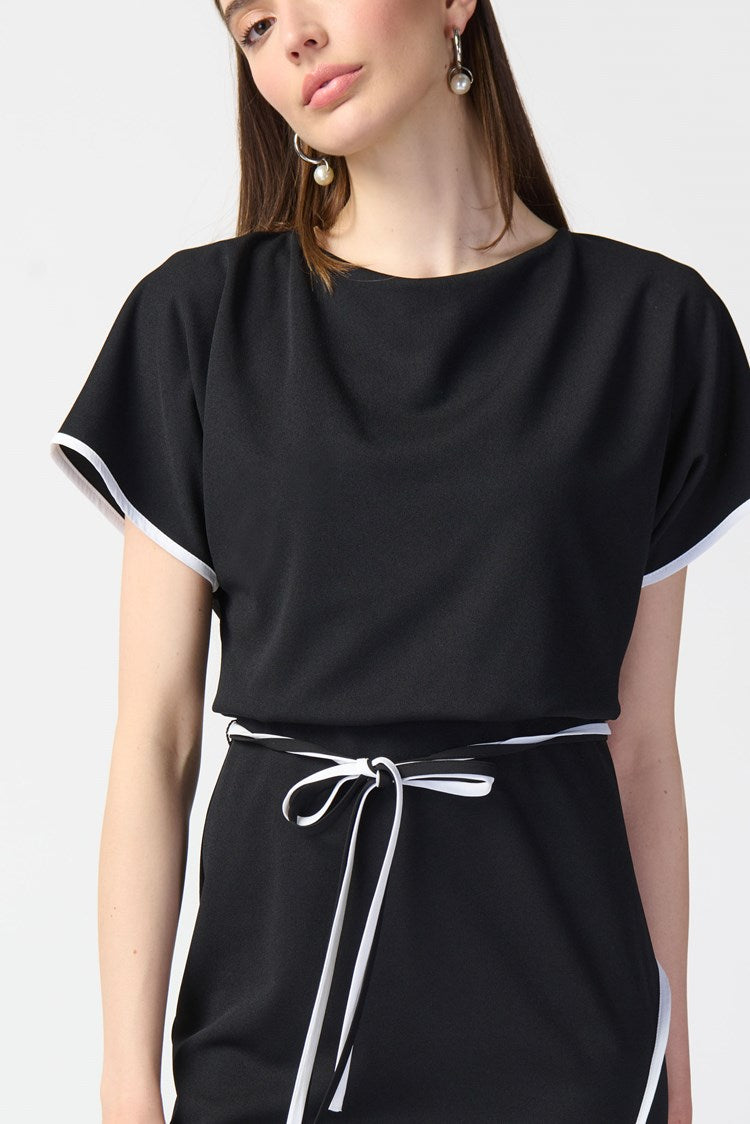 Scuba Crepe Sheath Dress - Black/off White