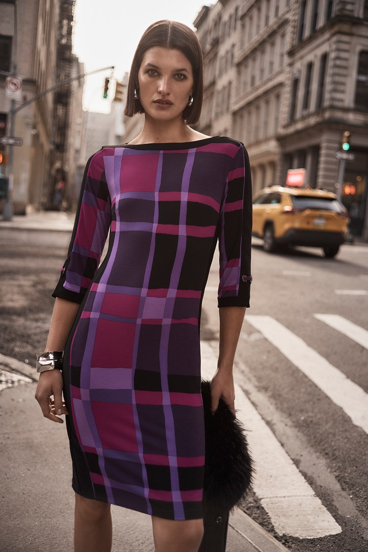 Silky Knit Plaid Dress