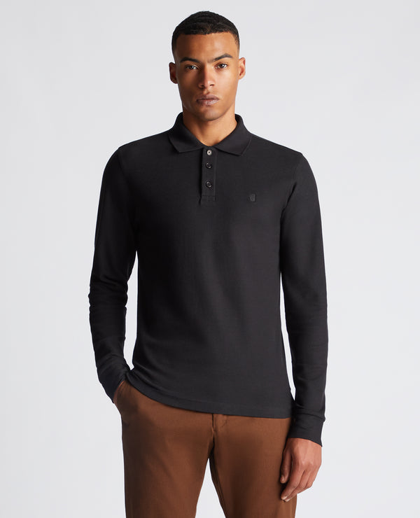 Long Sleeve Polo Shirt - Black