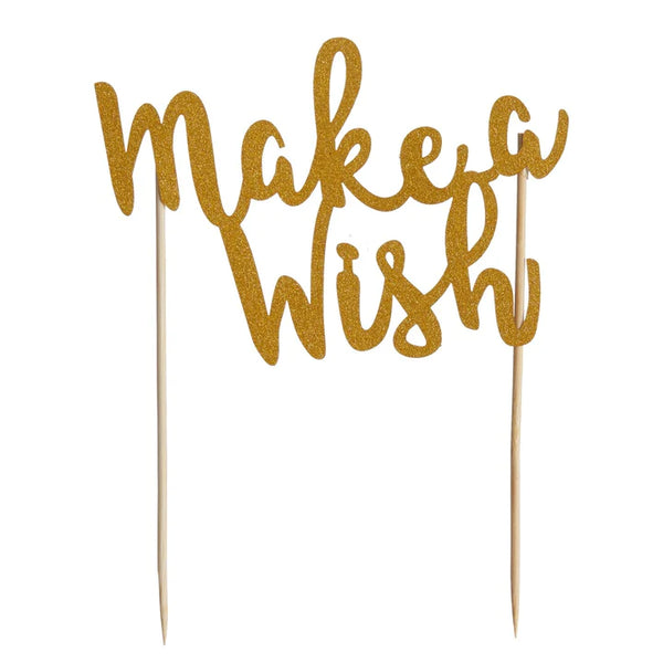 Make A Wish Gold Cake Topper