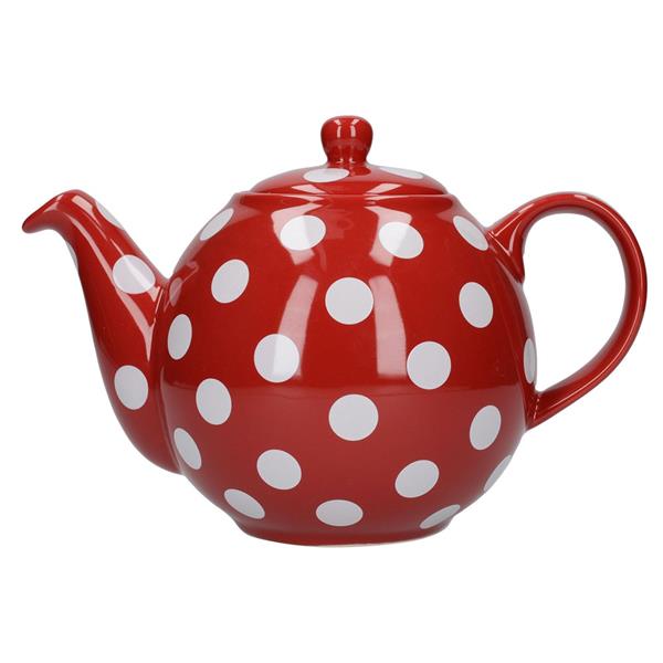 Globe Teapot 6 Cup - Red/White Spots