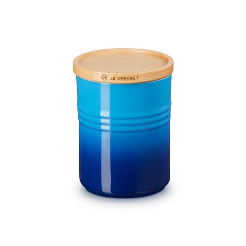 Medium Storage Jar with Wooden Lid - Azure