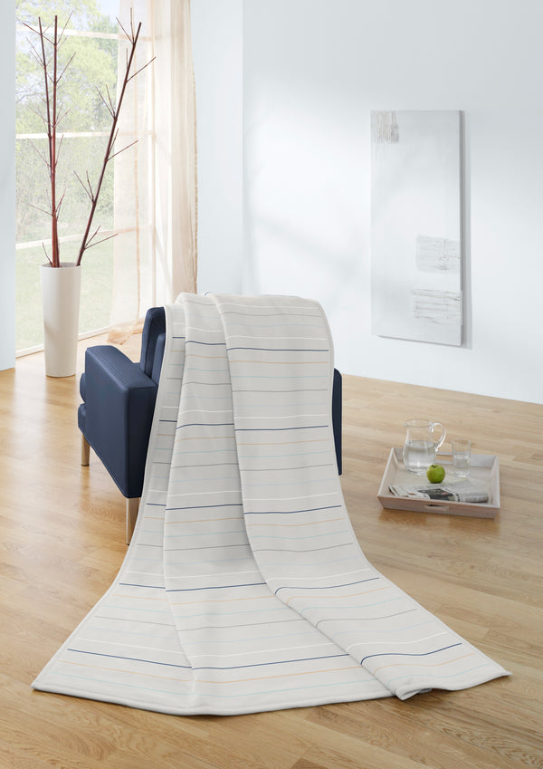 Cotton Rich Multi Stripe Blanket - Blue - 140x180