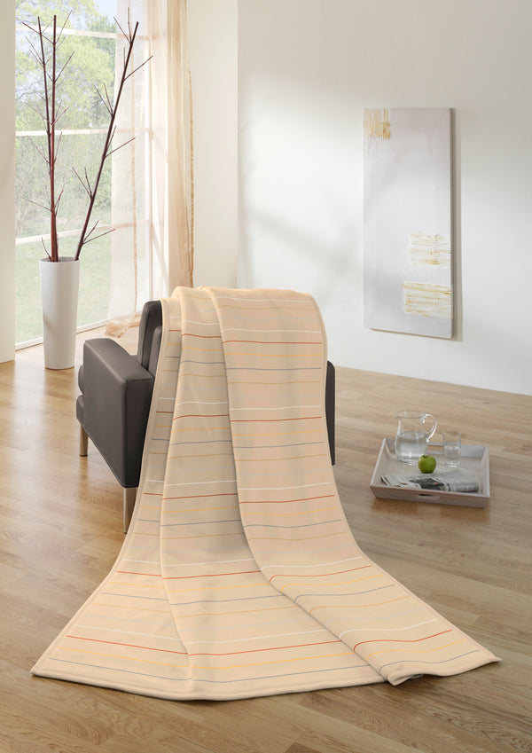 Cotton Rich Multi Stripe Blanket - Natural - 140x180