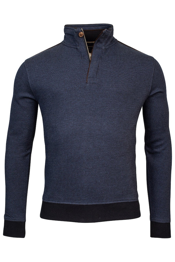 Jacquard 1/2 Zip Sweatshirt - Denim Blue