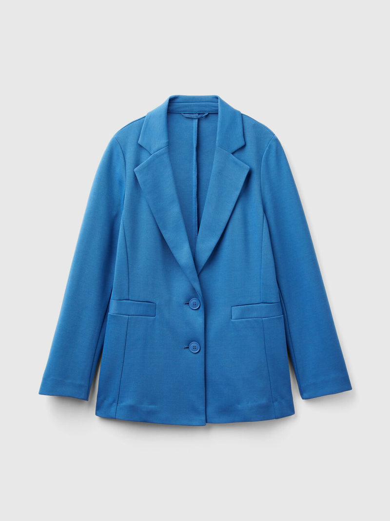 Basic Spring Jersey Blazer - Blue