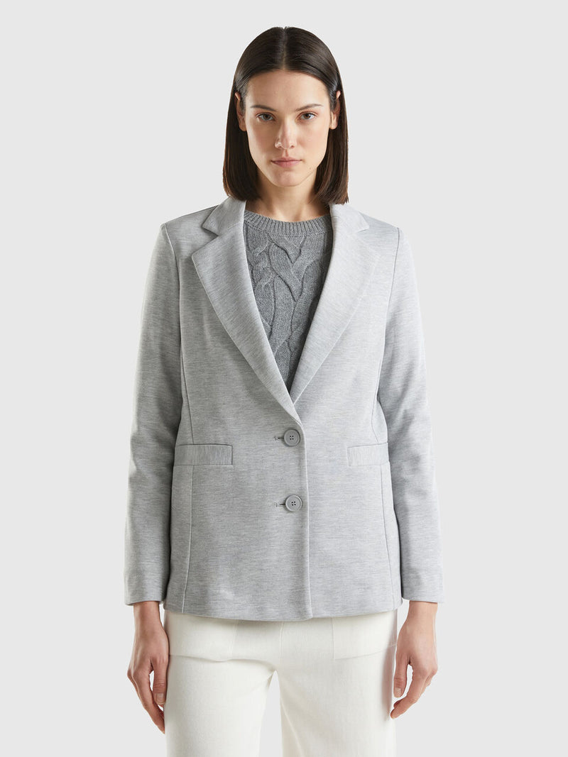 Basic Spring Jersey Blazer - Grey