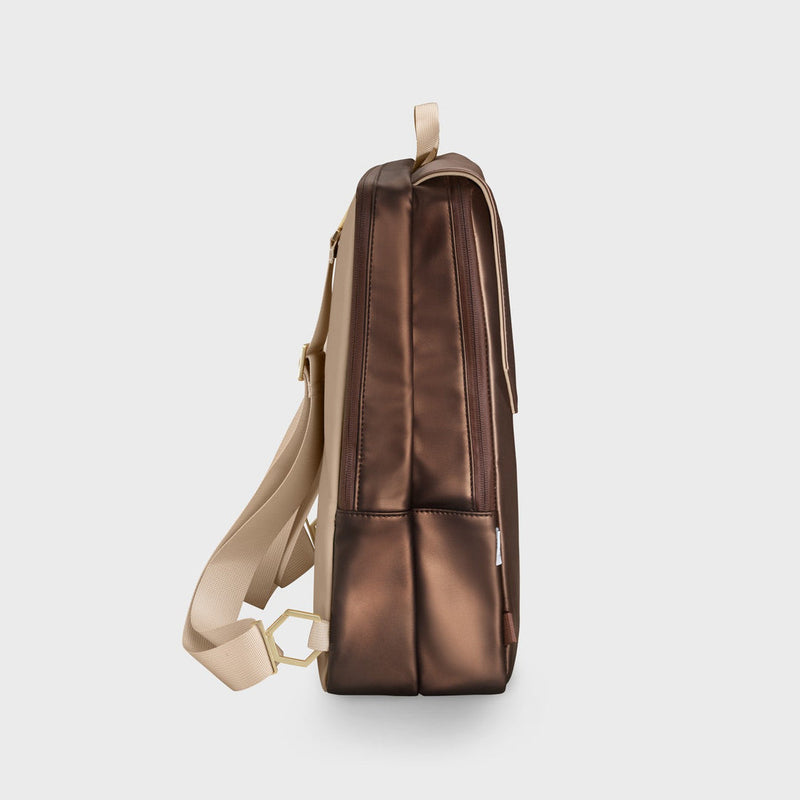 Le Réversible Backpack Metallic Brown, Beige & Gold