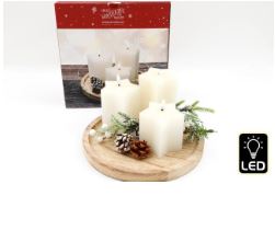 26x10cm LED 3 Candle Set with Plate