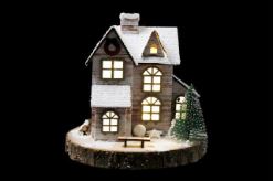 16cm LED House with Snow Ornament