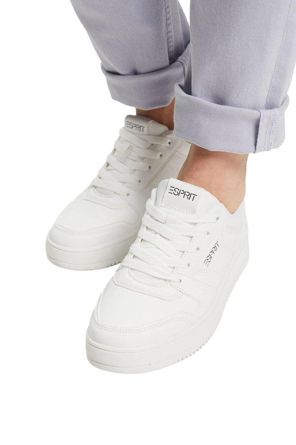 Casual Vegan Leather Sneakers - White