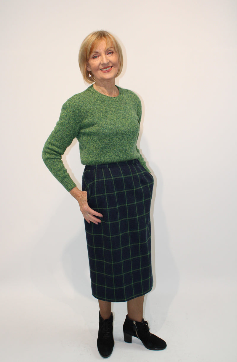 Skirt - Navy/green Check