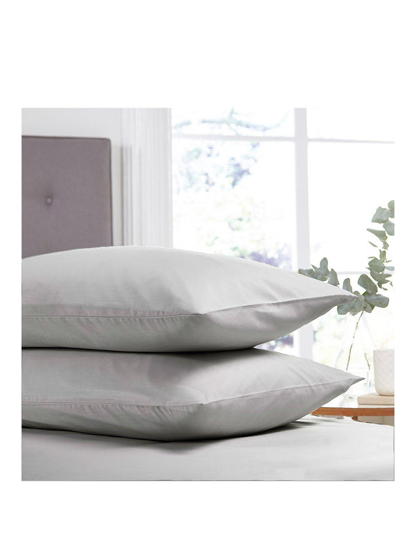 300 Thread Count Cotton Sateen King Pillowcase Pair - Silver - King Size 50x90cm