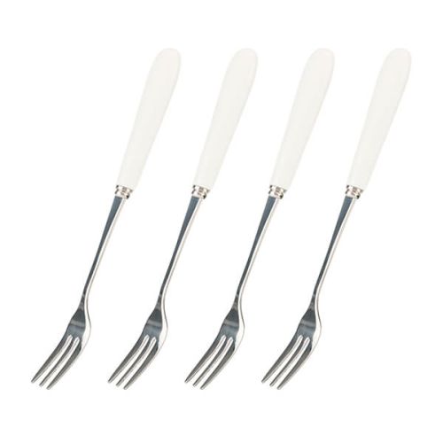 Set Of 4 Stainless Steel Pastry Forks - Classic Design With Cutting Tine For Cake & Dessert, Dishwasher Safe