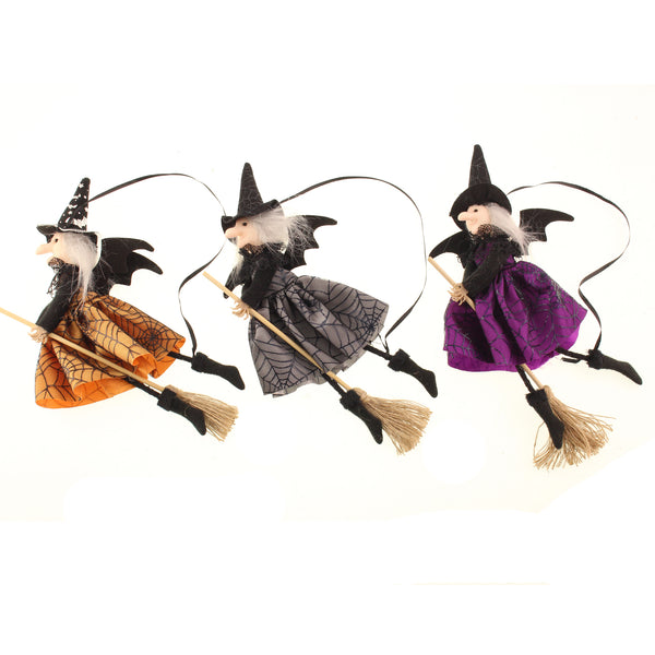 24.5cm Assorted Flying Witch With Broom