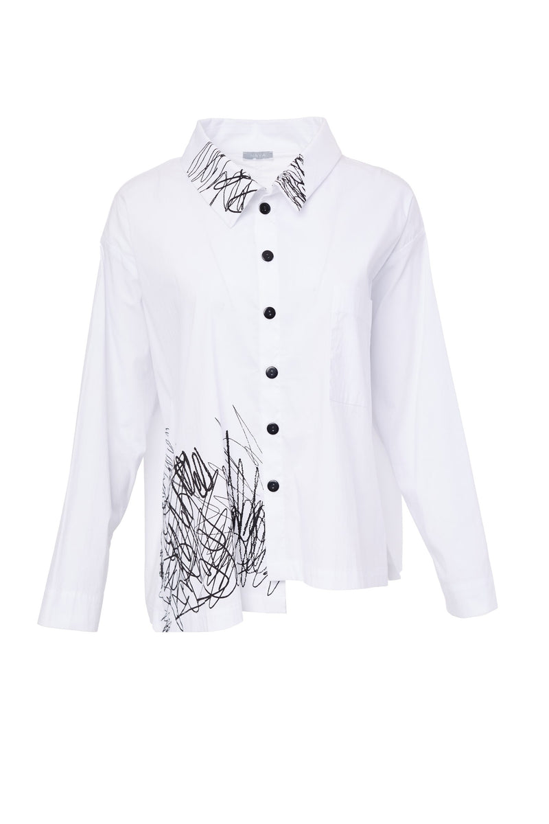 Side Placement Print Shirt - White/black