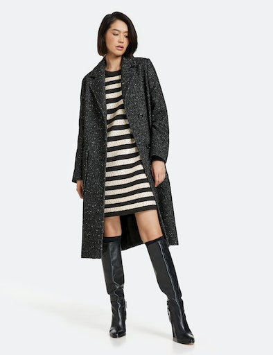 Belted Wool Coat - Black Pattern