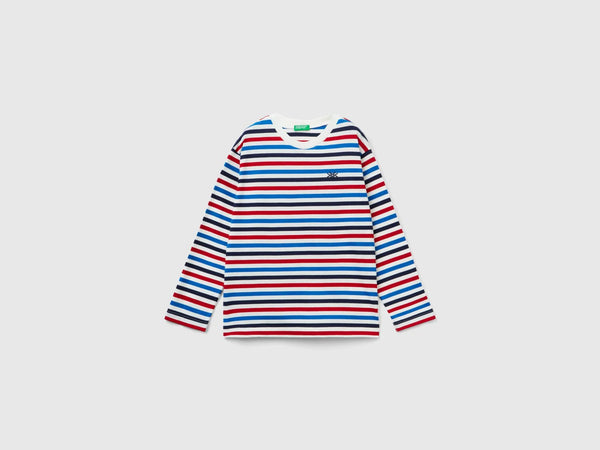 Boys Stripe Long Sleeve T-Shirt - Blue/cream/red