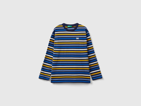 Boys Stripe Long Sleeve T-Shirt - Blue/navy/yellow