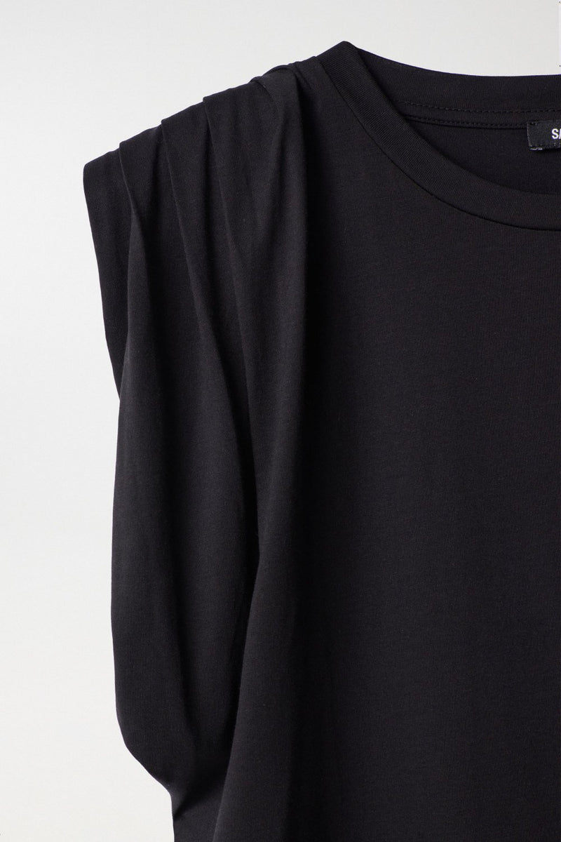 Shoulder Pads Sleeveless T-Shirt - Black