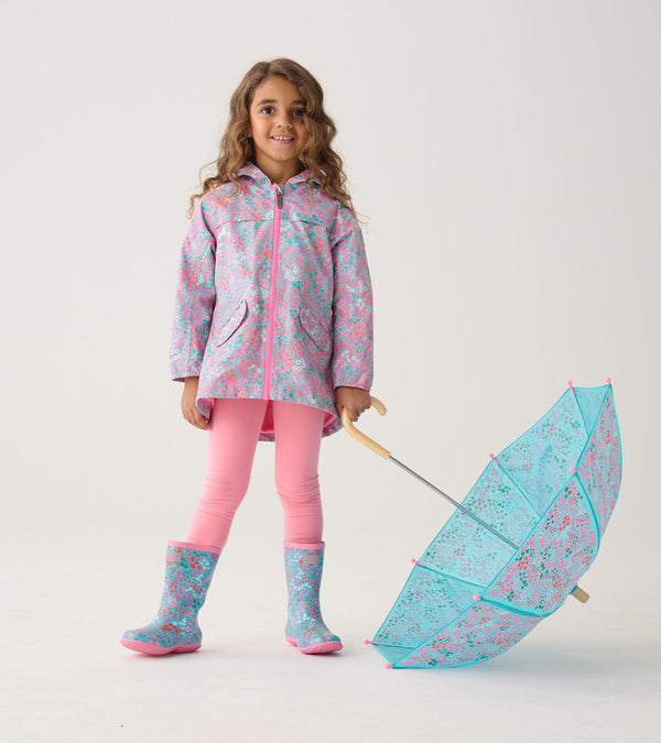 Ditsy Floral Spring Field Jacket - Blue Curacao