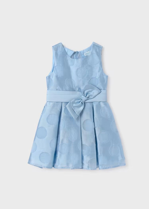 Polka Dot Monofilament Dress - Sky Blue