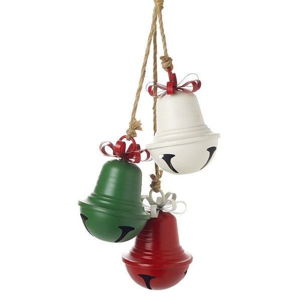 Hanging Red White & Green Bells on Rope