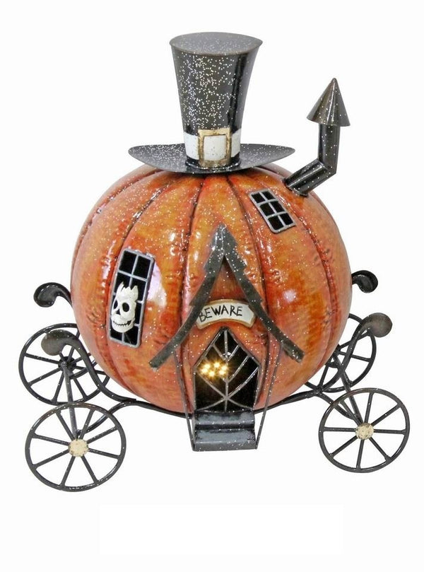 Light Up Metal Pumpkin Carriage