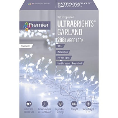 288 White LED Silver Ultra Bright Garland