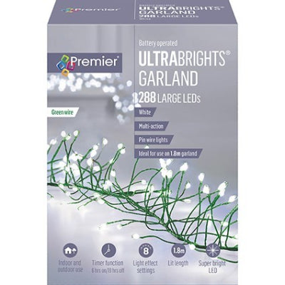 288 White LED Green Ultra Bright Garland