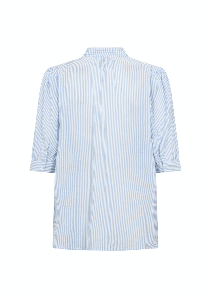 Dione 1 High Neck Pinstripe Blouse - Crystal Blue Combi