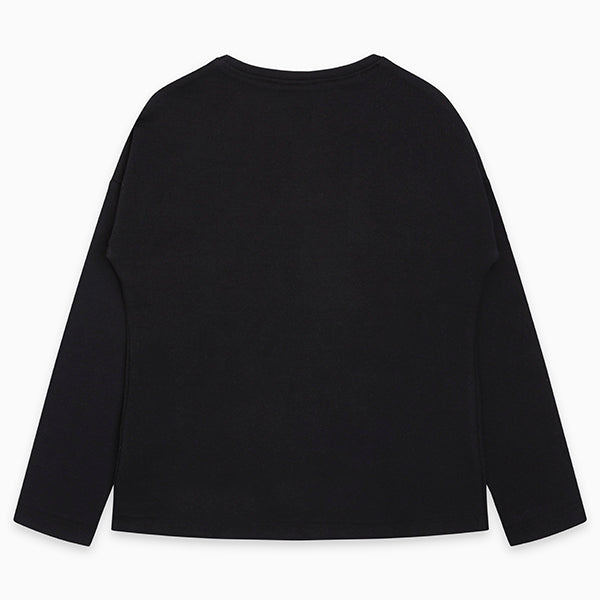 Embroidered Long Sleeve Top - Black