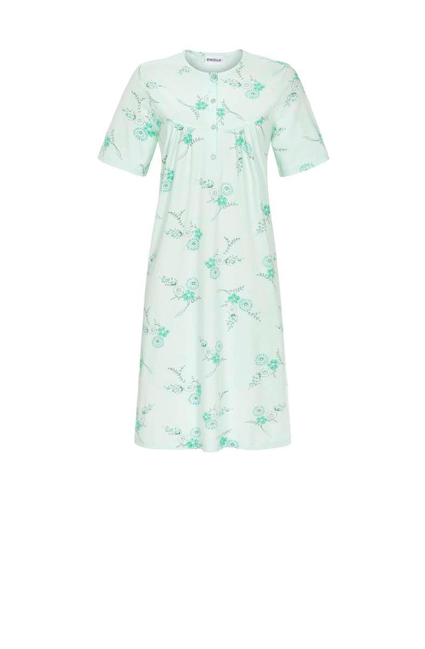 Nightdress With Button Planket - Lagoon