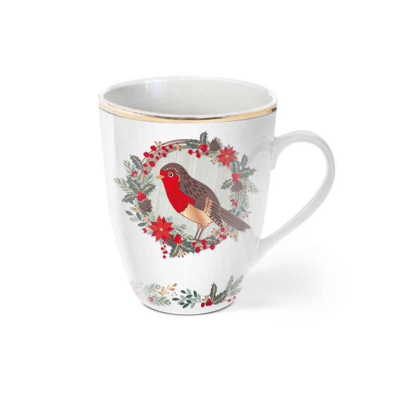 Birdy Set Of 4 Christmas Robin Mugs