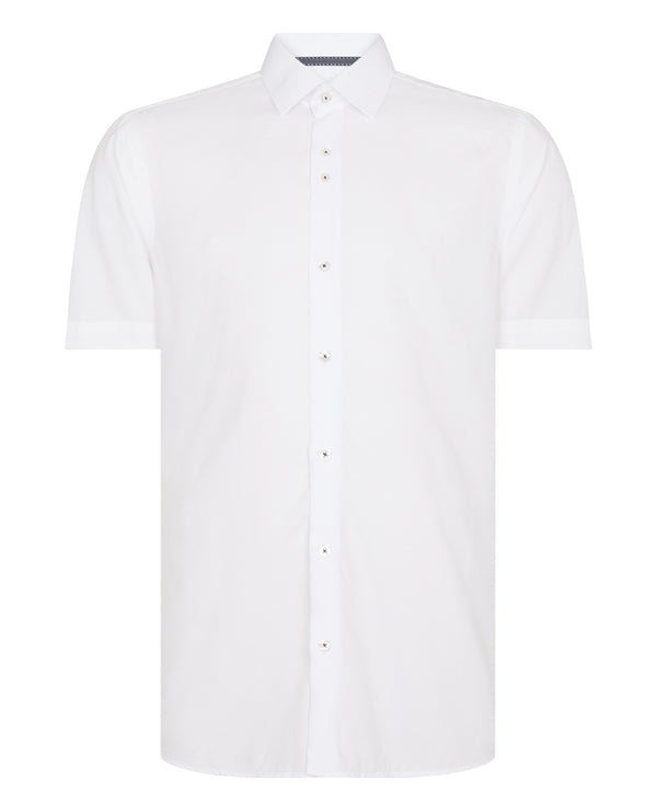 Tapered Plain Parker Shirt - White