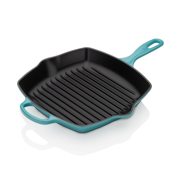 26cm Square Cast Iron Grill Pan - Teal