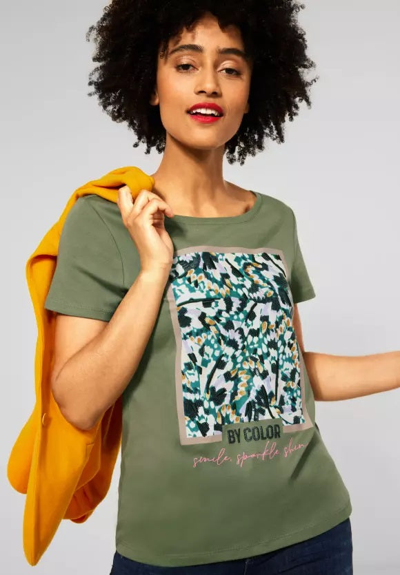 Flower Partprint Shirt - Fern Green