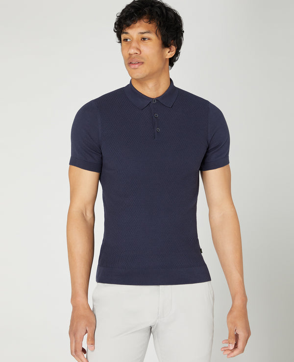 Knit Polo T-shirt - Navy1