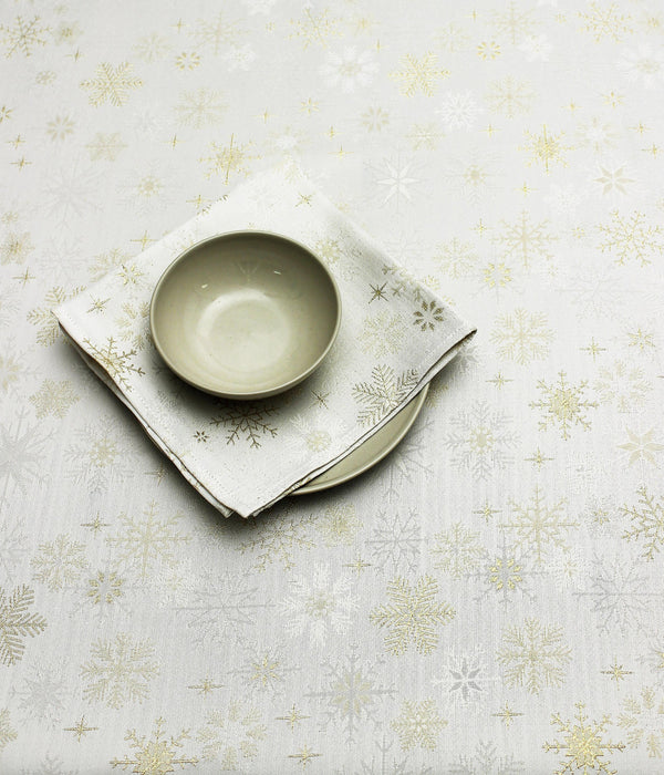 Snow Crystal Round Tablecloth 67in - Champagne