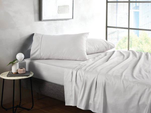 500TC Cotton Sateen Fitted Sheet - Silver