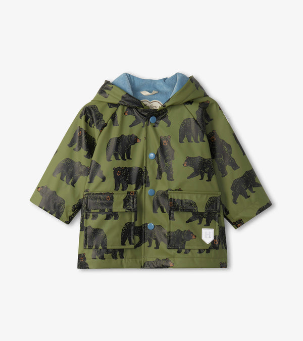 Wild Bears Baby Raincoat - Londen Green