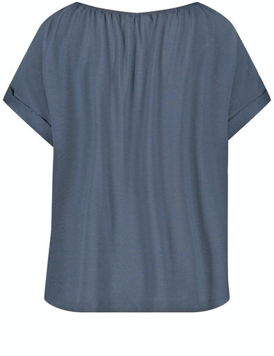 Timeless Blue Short Sleeve T-Shirt - Blue/brown Print