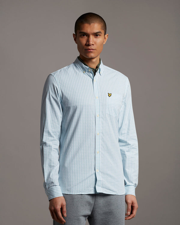 Slim Fit Gingham Shirt - Deck Blue/white