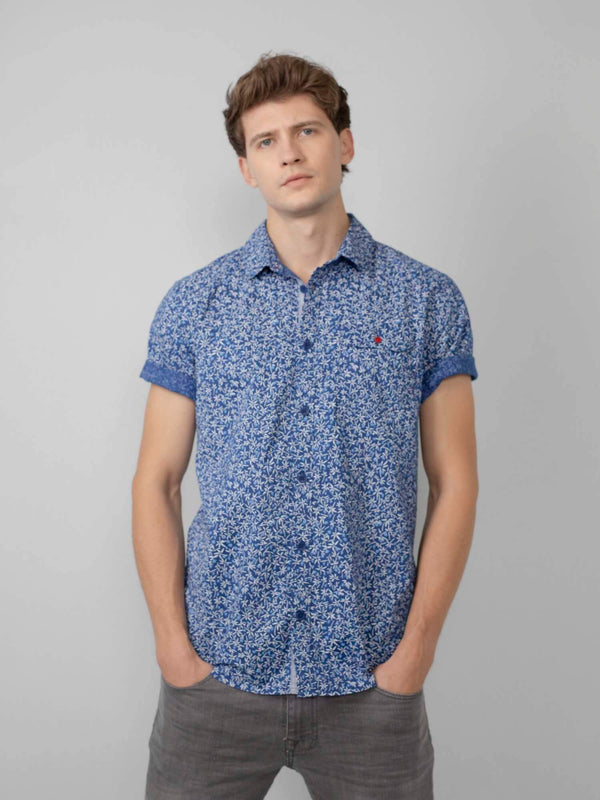 Short Sleeve Print Shirt - Imperial Blue